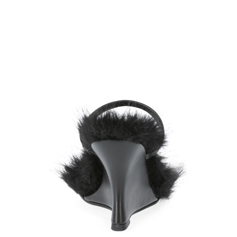 Women's Black Fur Slide Sandals size 6.5 - Picture 3 of 4